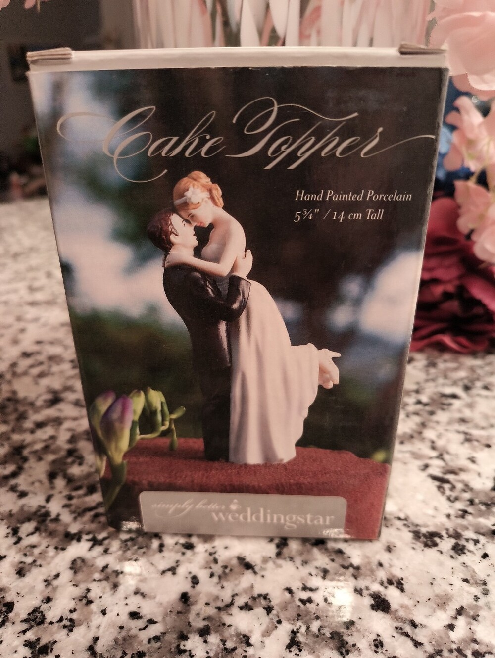 White & Black Hand-Painted Porcelain Cake Topper / Figurine - Unused